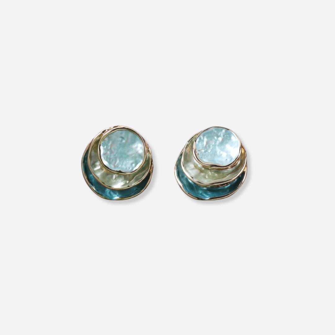 OCEAN | Hand-Painted Layered Round Earrings