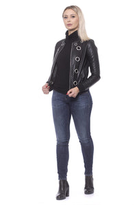 19V69 Italia Chic Eco-Leather Studded Slim Jacket