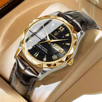 Timeless Luxury Leather Quartz Wristwatch