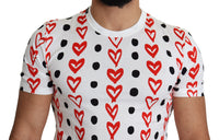 Dolce & Gabbana Chic White Cotton Tee with Heart Print