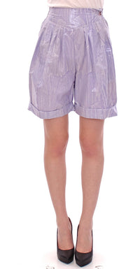 Licia Florio Elegant Purple Viscose Shorts - Side Zip Closure