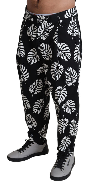 Dolce & Gabbana Elegant Palm Leaf Print Cotton Trousers