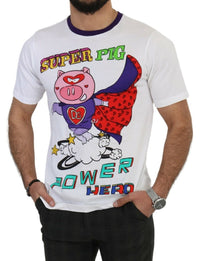 Dolce & Gabbana Chic White Cotton Pig Motif Tee