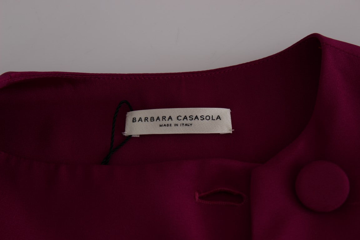 Barbara Casasola Stunning Silk Sleeveless Purple Blouse