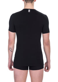 Bikkembergs Black Cotton Men V-Neck T-Shirt