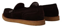 Dolce & Gabbana Elegant Suede Crocodile Loafers in Brown