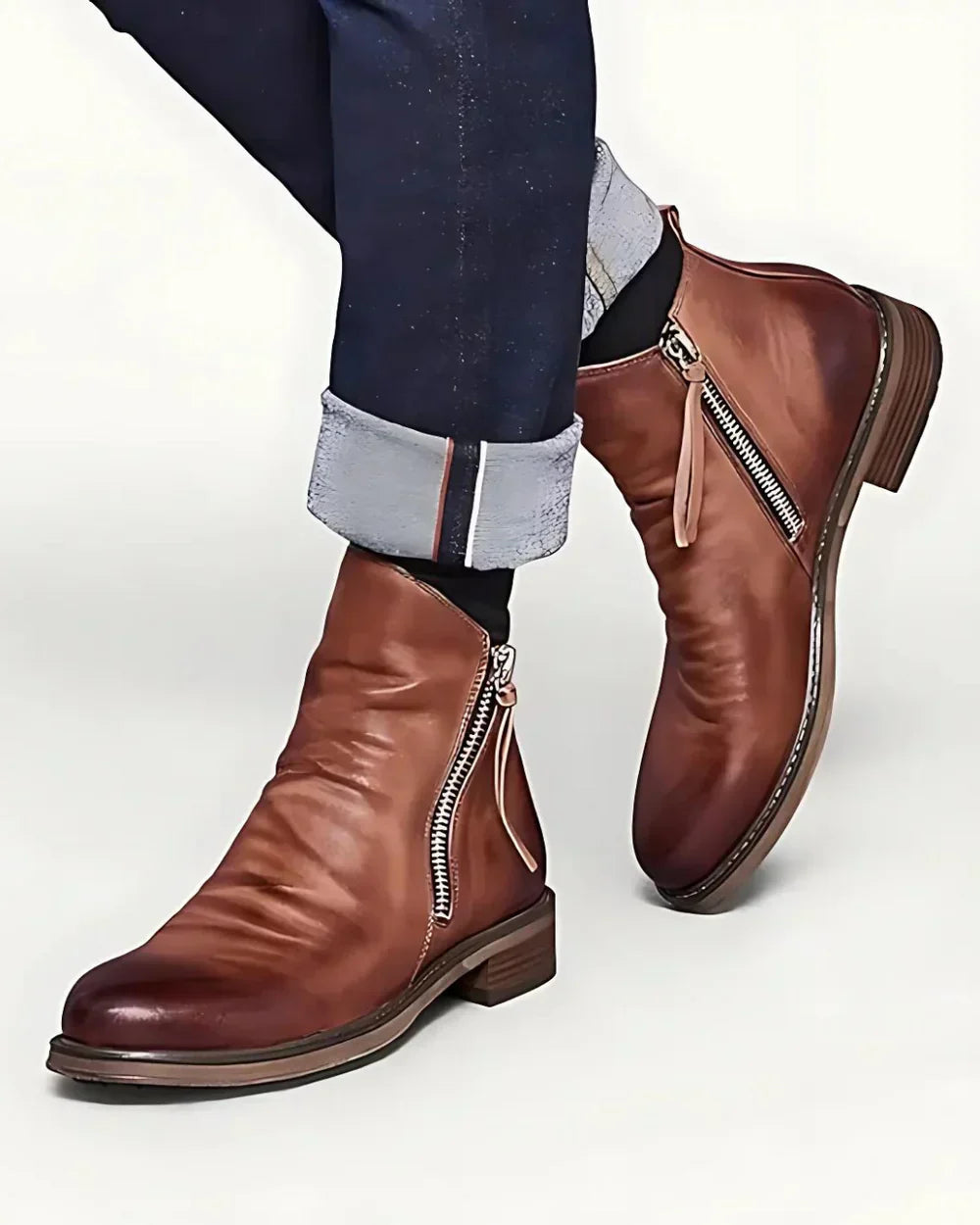 Leonardo™ | Leather Ankle Boots with Side Zipper