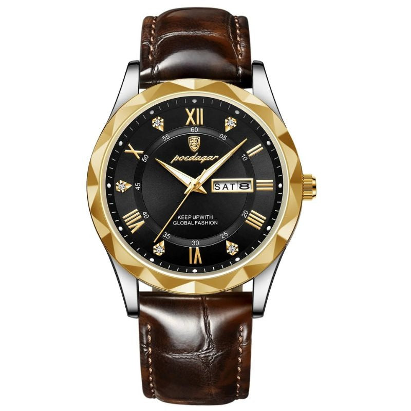 Timeless Luxury Leather Quartz Wristwatch