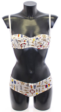 Dolce & Gabbana Elegant White Sailor Print Lingerie Set