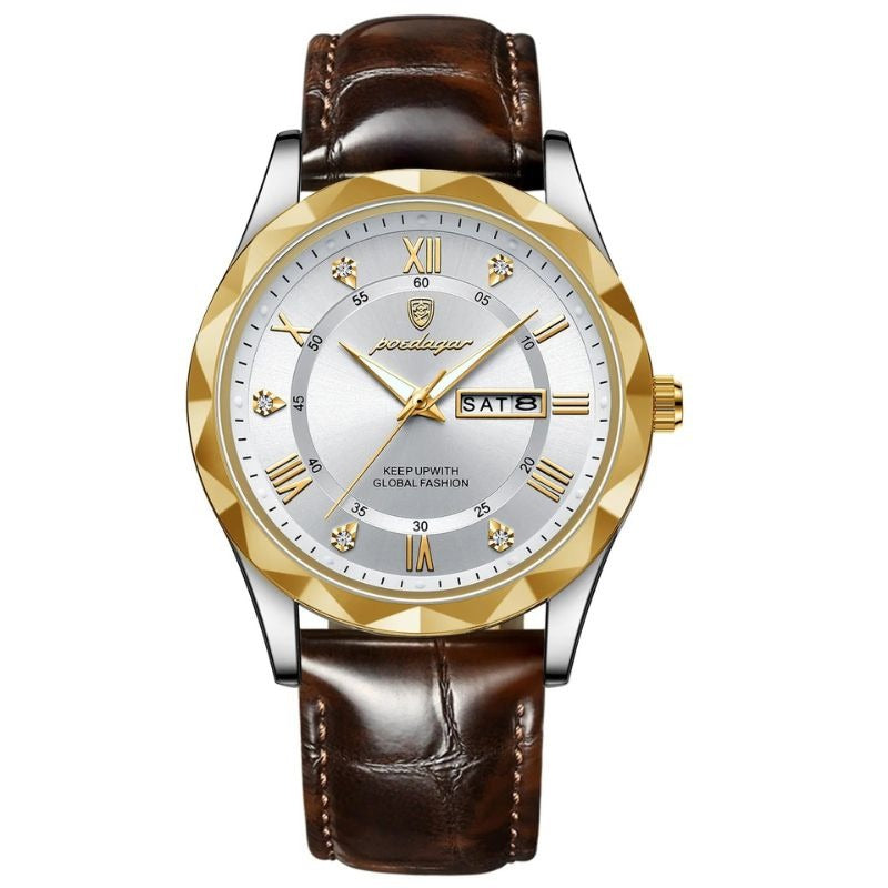 Timeless Luxury Leather Quartz Wristwatch