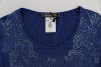 Ermanno Scervino Elegant Blue Crew Neck Tee with Logo Detail