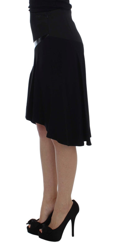 Exte Chic Black and Blue Cotton Blend Skirt