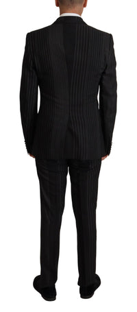 Dolce & Gabbana Elegant Black Striped Slim Fit Two-Piece Suit