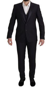 Dolce & Gabbana Elegant Black Three-Piece Wool Blend Suit