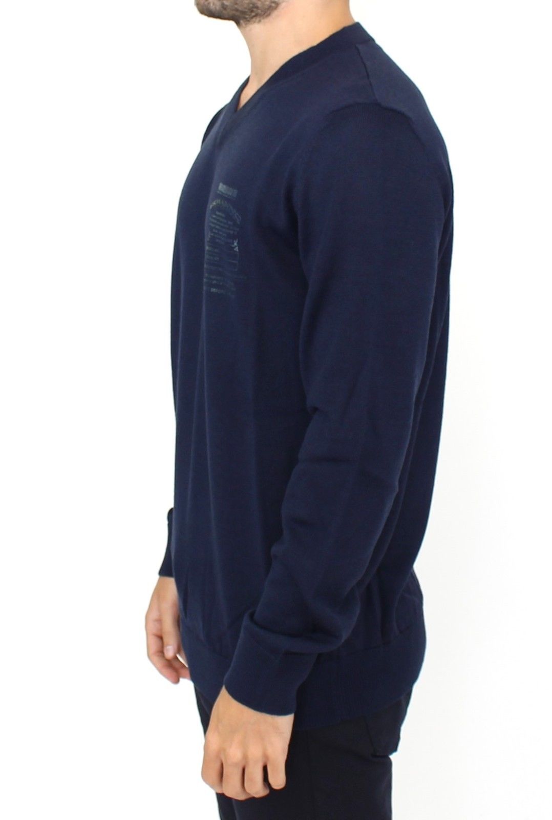 Ermanno Scervino Elegant Blue V-Neck Wool Blend Pullover