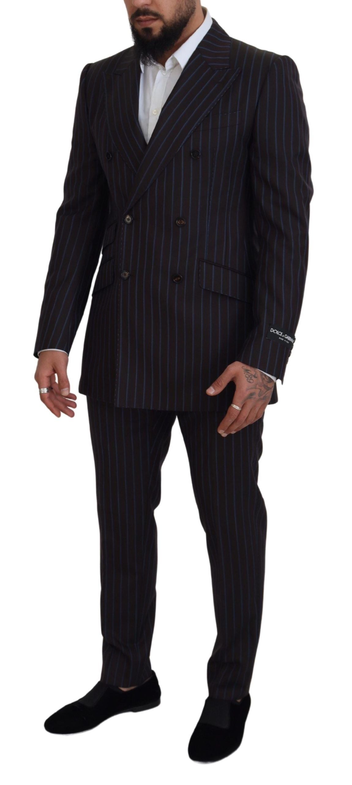 Dolce & Gabbana Elegant Black Striped Virgin Wool Suit