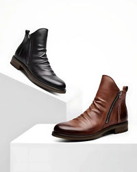 Leonardo™ | Leather Ankle Boots with Side Zipper