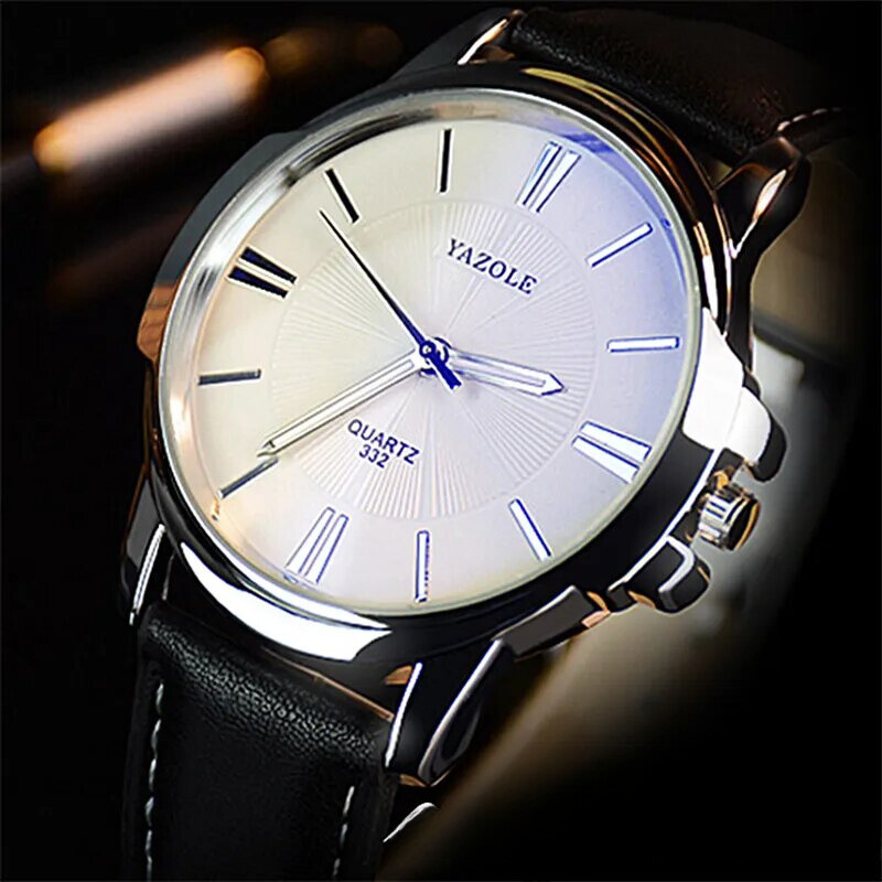 Regal Blue Sapphire Glass Leather Watch - Retail Flare