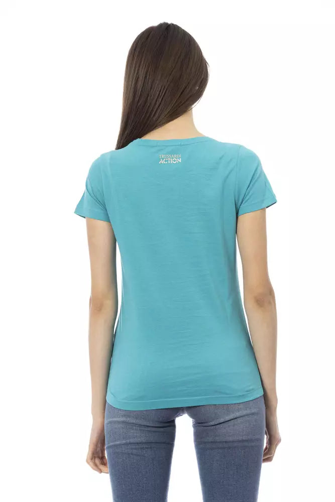 Trussardi Action Light Blue Cotton Women T-Shirt