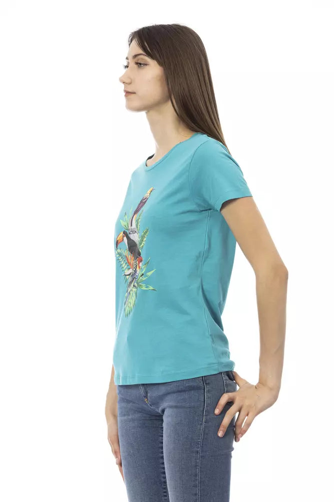 Trussardi Action Light Blue Cotton Women T-Shirt