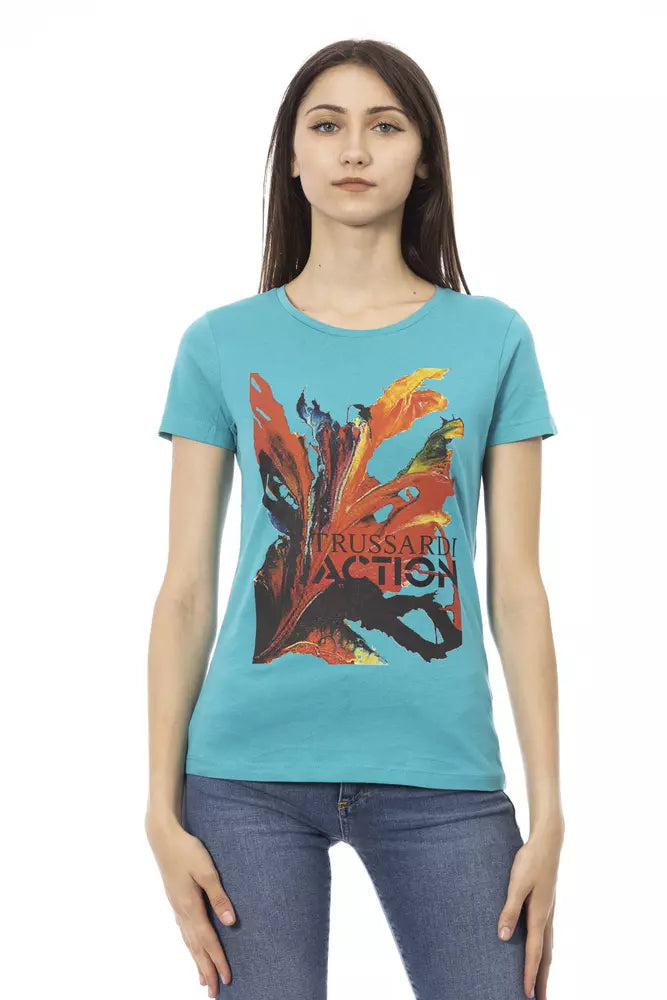 Trussardi Action Light Blue Cotton Women T-Shirt