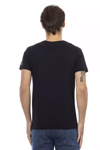 Trussardi Action Black Cotton Men V-Neck T-Shirt