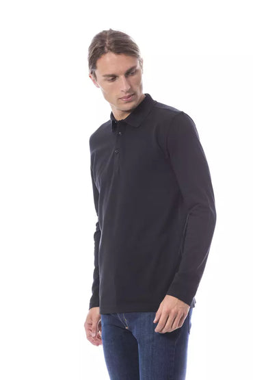 Verri Black Cotton Men's Polo Shirt Long Sleeve