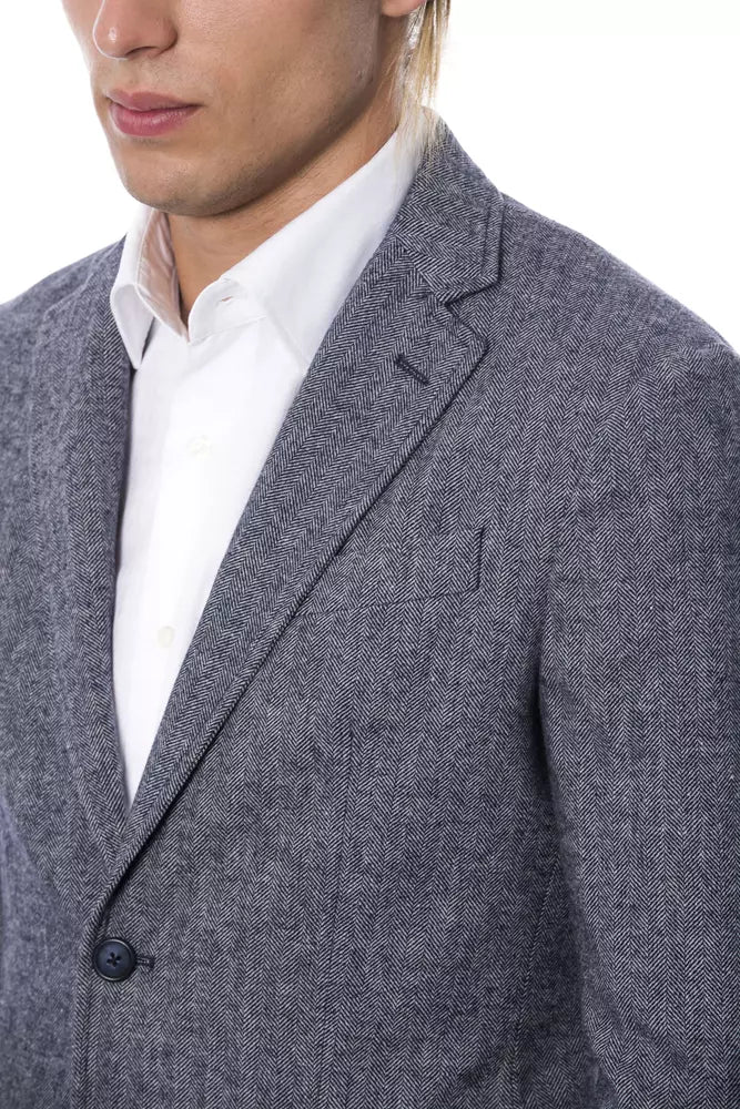 Verri Blue Wool Men Blazer