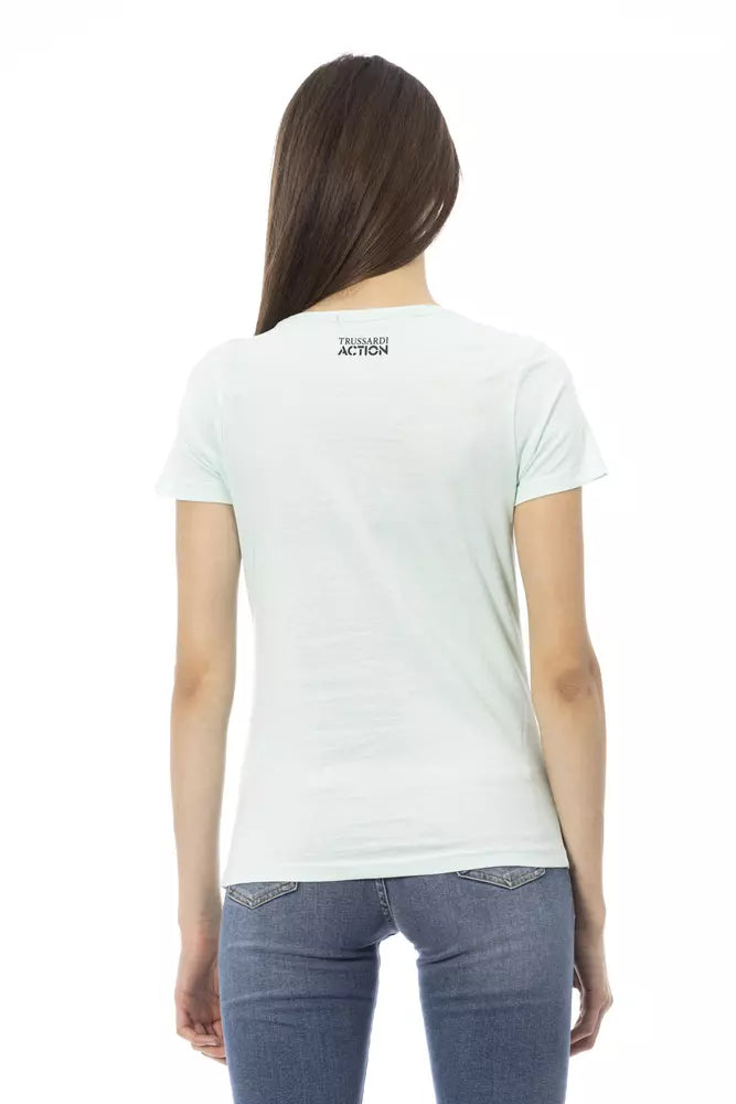 Trussardi Action Light Blue Cotton Women T-Shirt