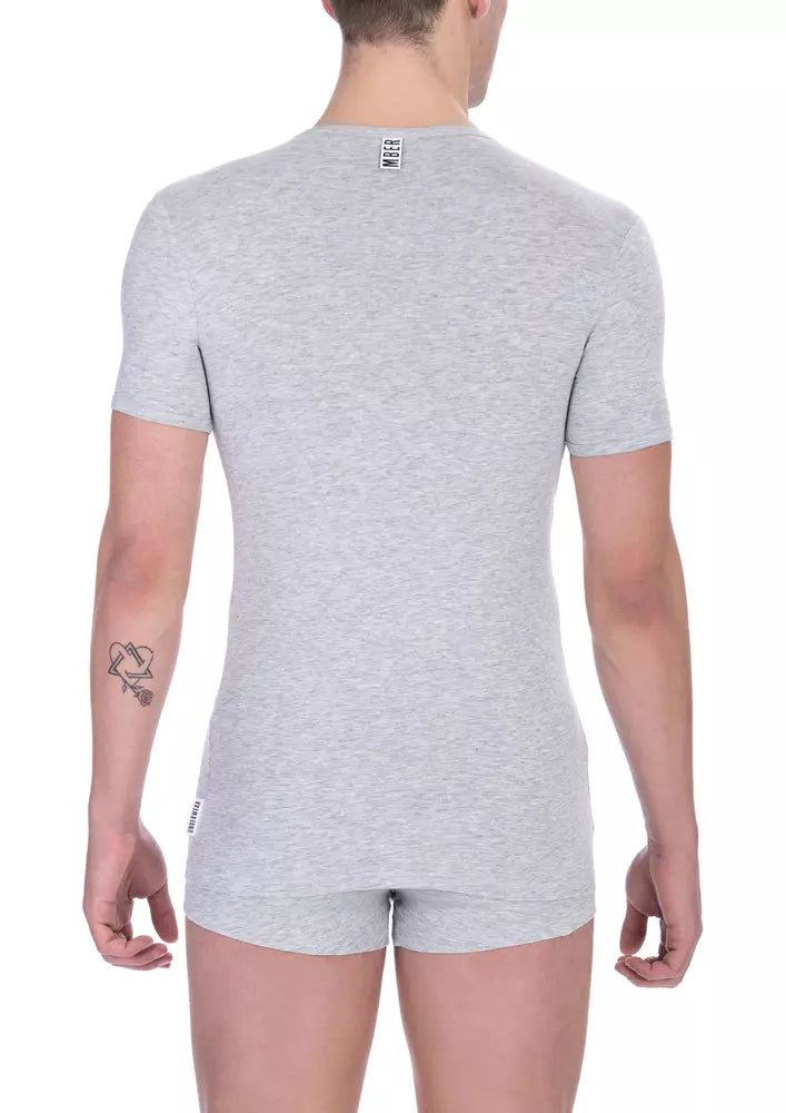 Bikkembergs Gray Cotton Men T-Shirt