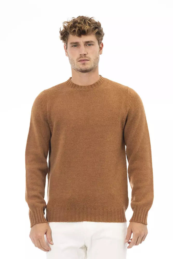 Alpha Studio Beige Alpaca Men Sweater