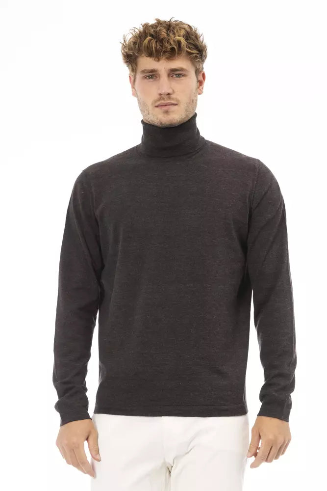 Alpha Studio Brown Cashmere Men's Turtleneck Sweater