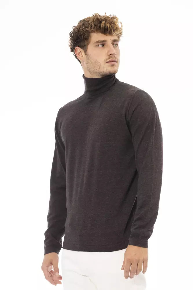 Alpha Studio Brown Cashmere Men's Turtleneck Sweater