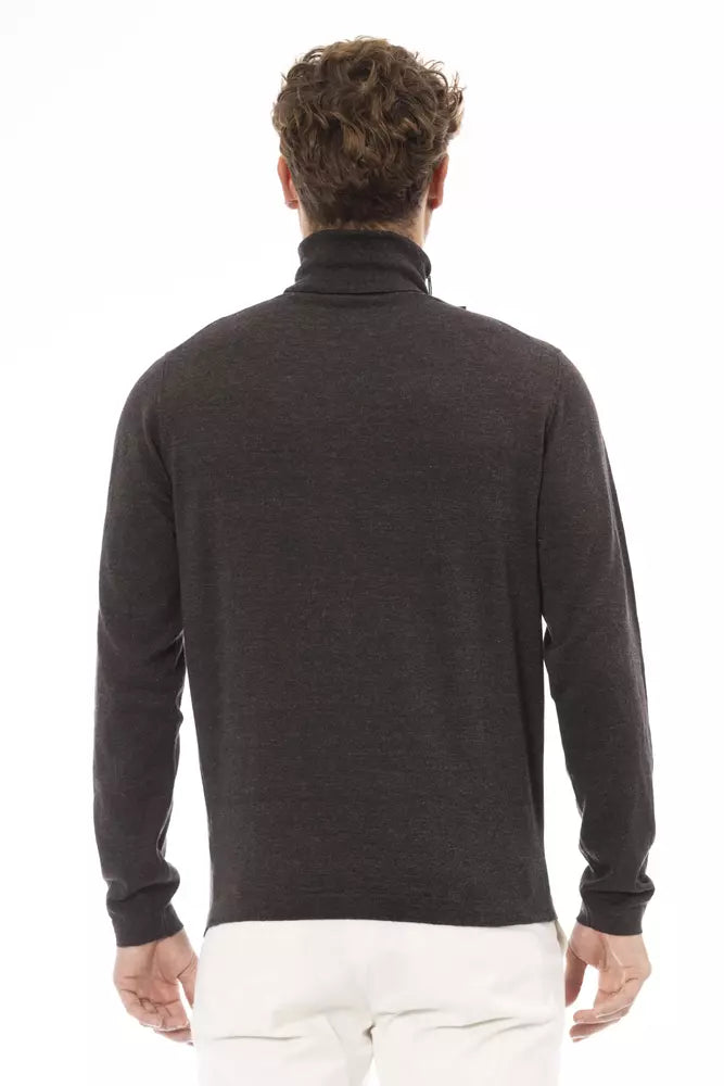 Alpha Studio Brown Cashmere Men's Turtleneck Sweater