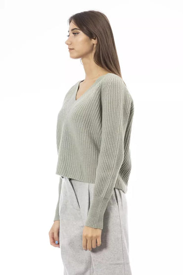 Alpha Studio Green Wool Women Sweater