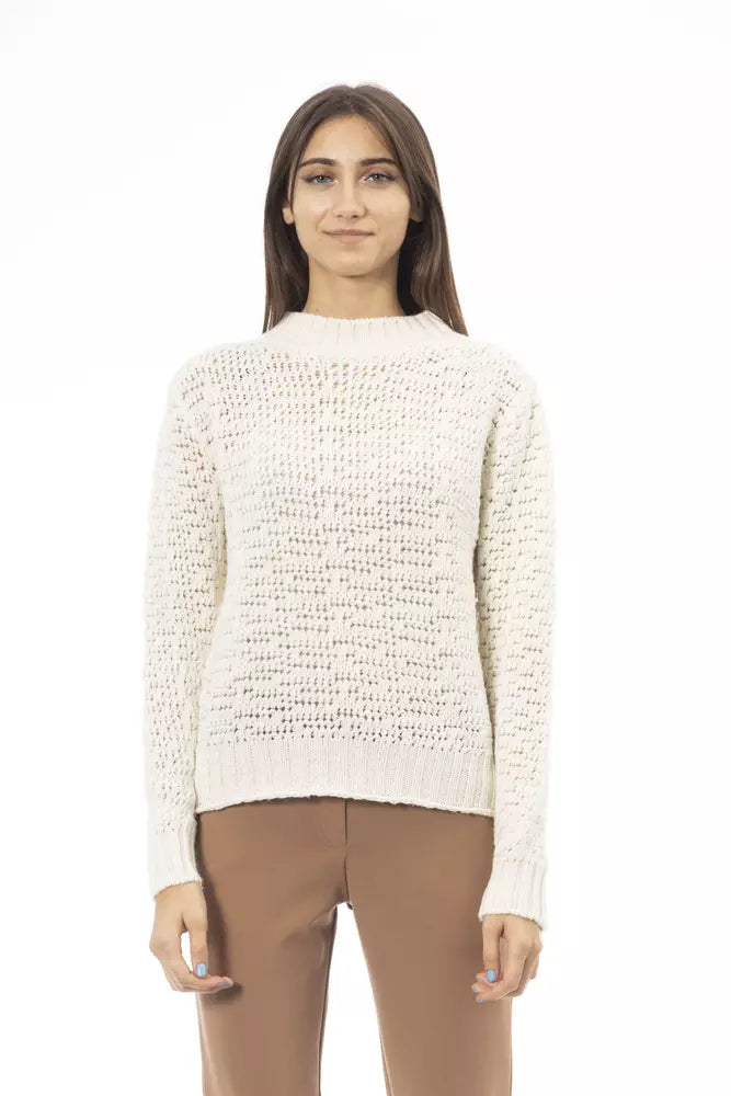 Alpha Studio White Wool Women Sweater