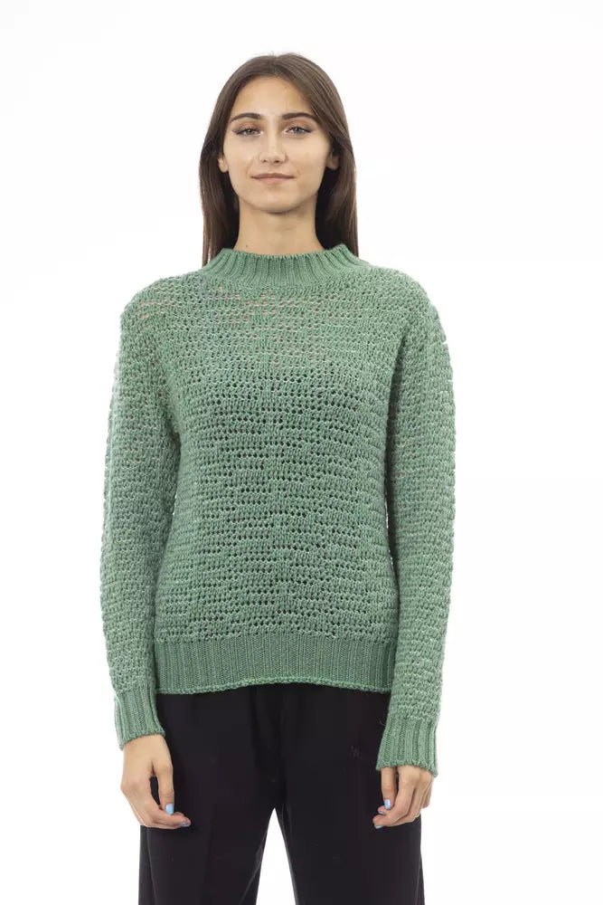 Alpha Studio Green Merino Wool Women Sweater