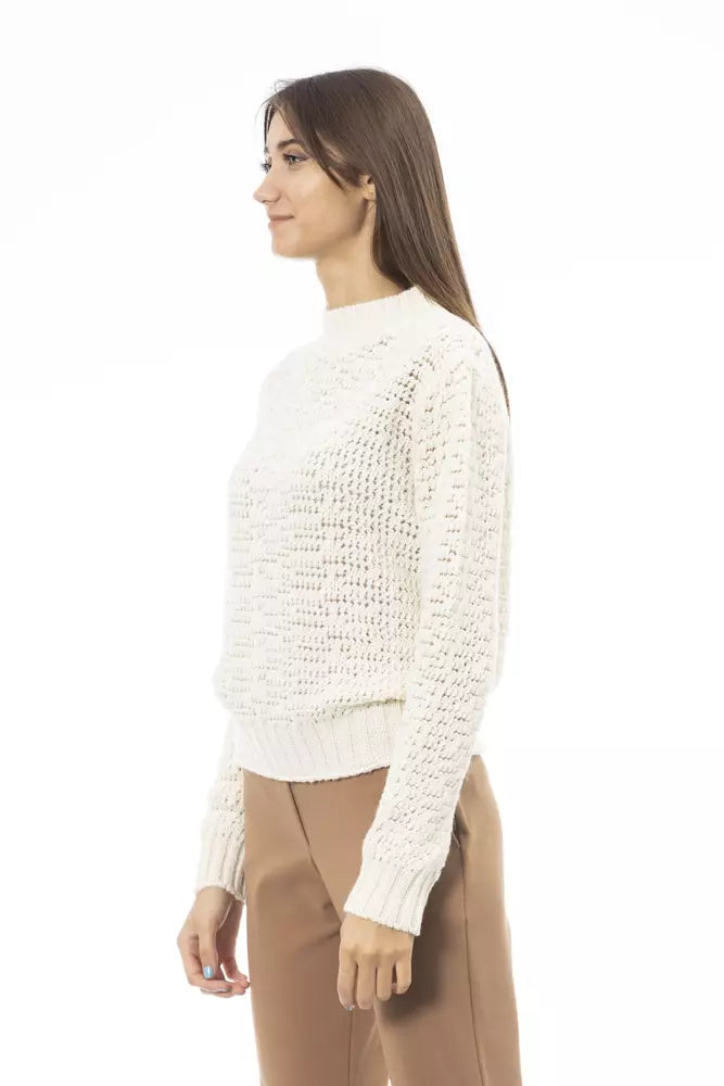 Alpha Studio White Wool Women Sweater