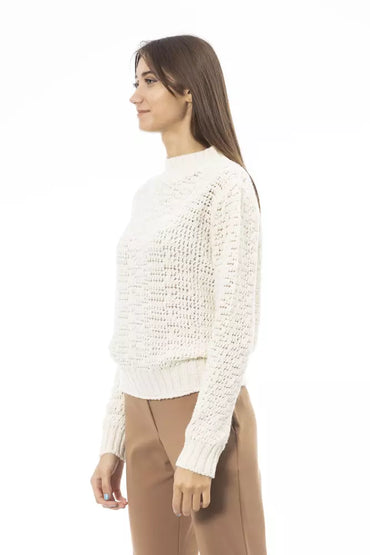 Alpha Studio White Wool Women Sweater