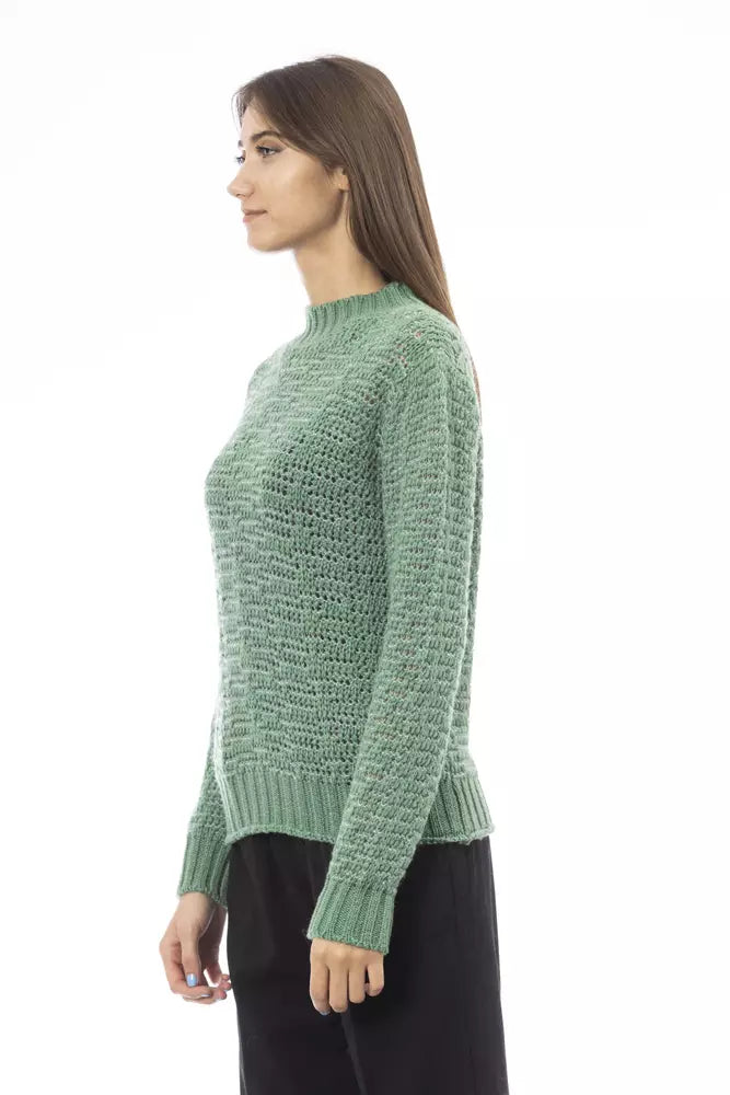 Alpha Studio Green Merino Wool Women Sweater