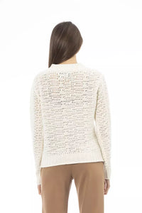 Alpha Studio White Wool Women Sweater