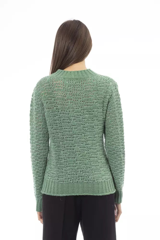 Alpha Studio Green Merino Wool Women Sweater