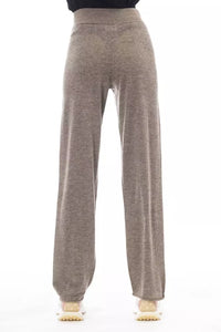 Alpha Studio Brown Wool Women Pant