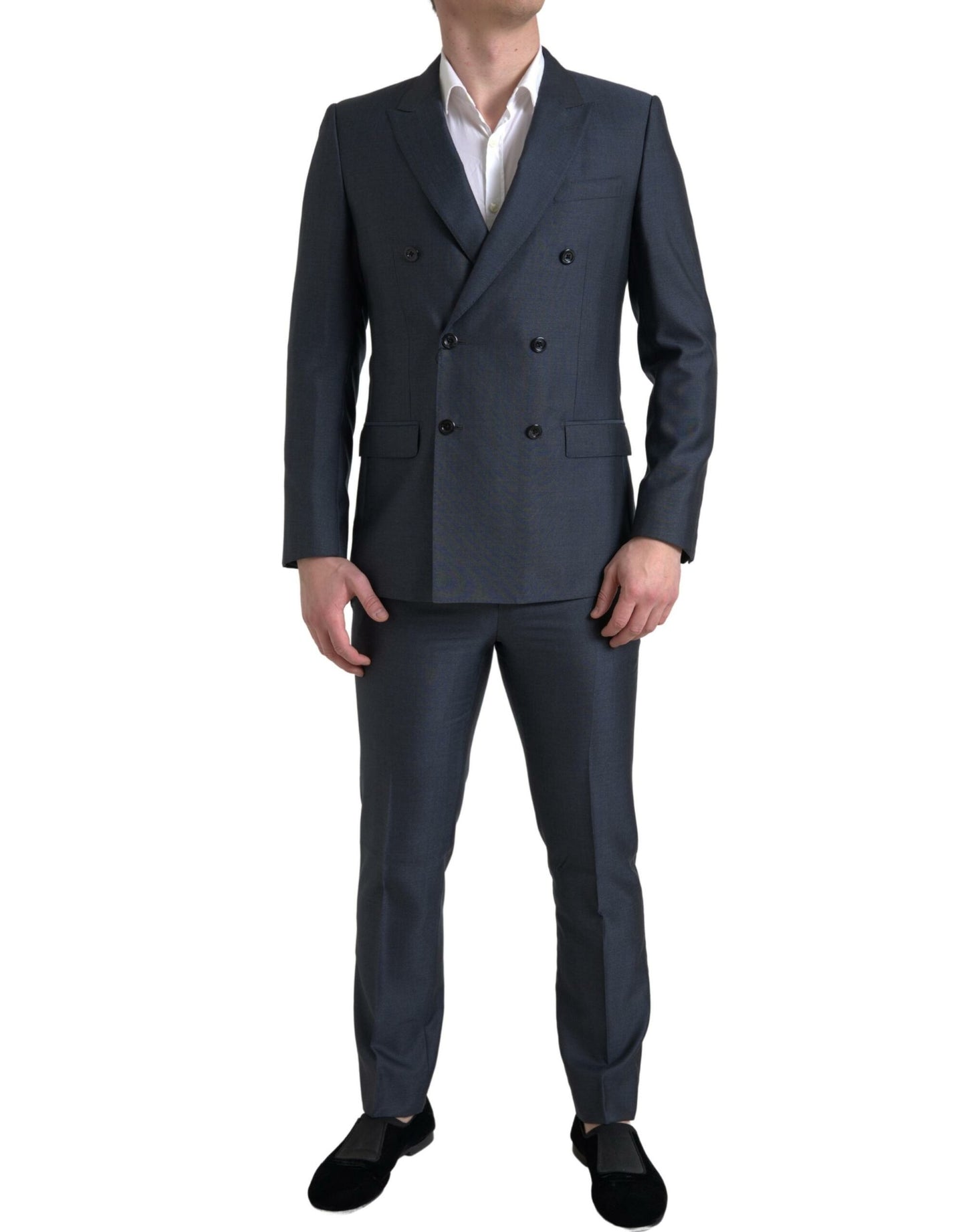 Dolce & Gabbana Elegant Blue Silk Blend Martini Suit