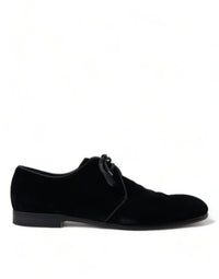 Dolce & Gabbana Elegant Black Velvet Derby Dress Shoes