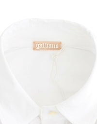 John Galliano Chic White Cotton Blend Shortsleeve Blouse