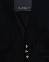 Cavalli Elegant Black Cropped Virgin Wool Cardigan