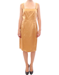 Dolce & Gabbana Elegant Bronze Silk Knee-Length Sheath Dress