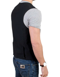 Costume National Elegant Black Wool Blend Casual Vest