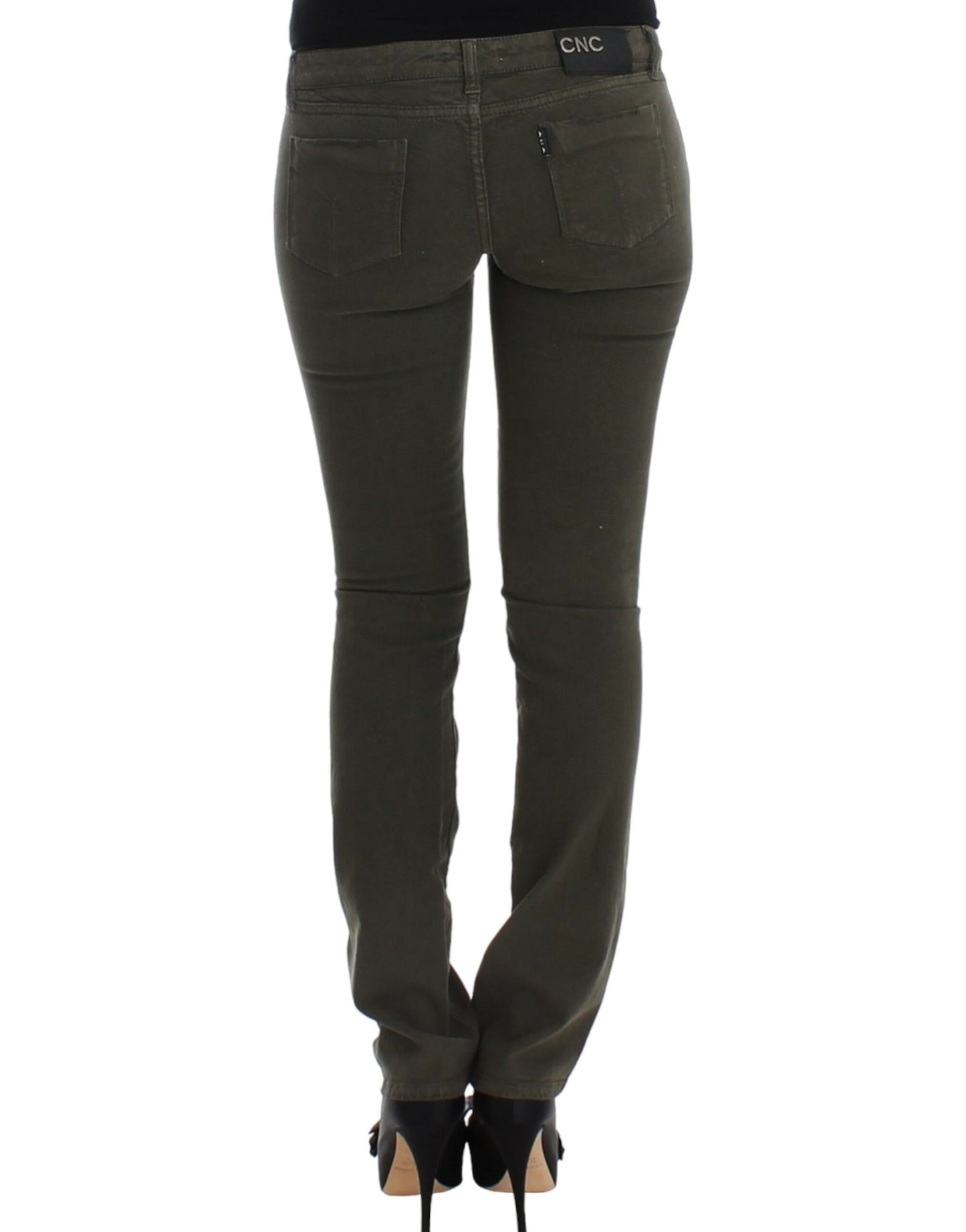 Costume National Chic Green Slim Leg Designer Jeans